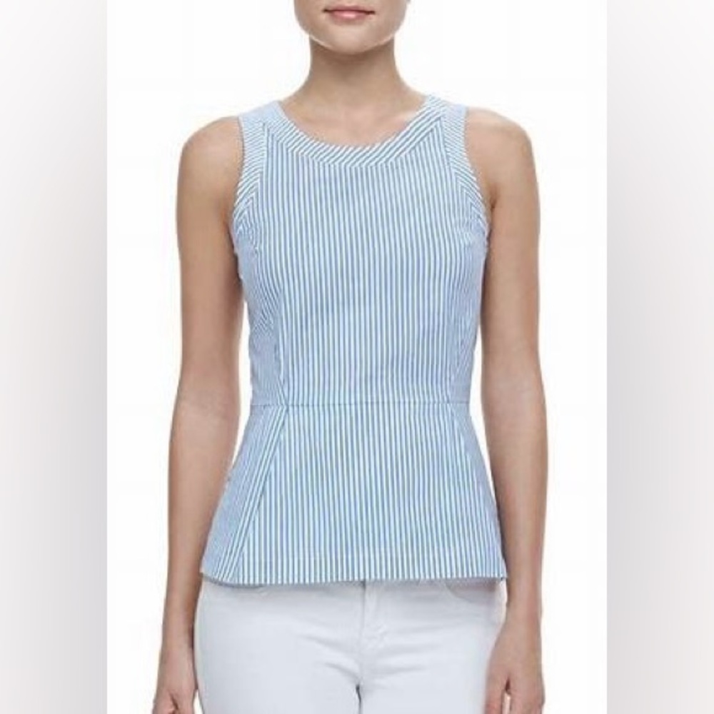 NWT Theory Ballise Striped Sleeveless Peplum Top, Size Medium
